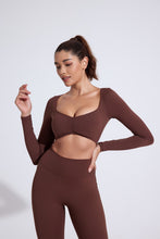 Cargar imagen en el visor de la galería, Crop top manga larga fruncido