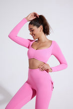 Cargar imagen en el visor de la galería, Crop top manga larga fruncido