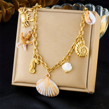 Cargar imagen en el visor de la galería, Collar acero inoxidable concha marina