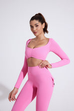 Cargar imagen en el visor de la galería, Crop top manga larga fruncido