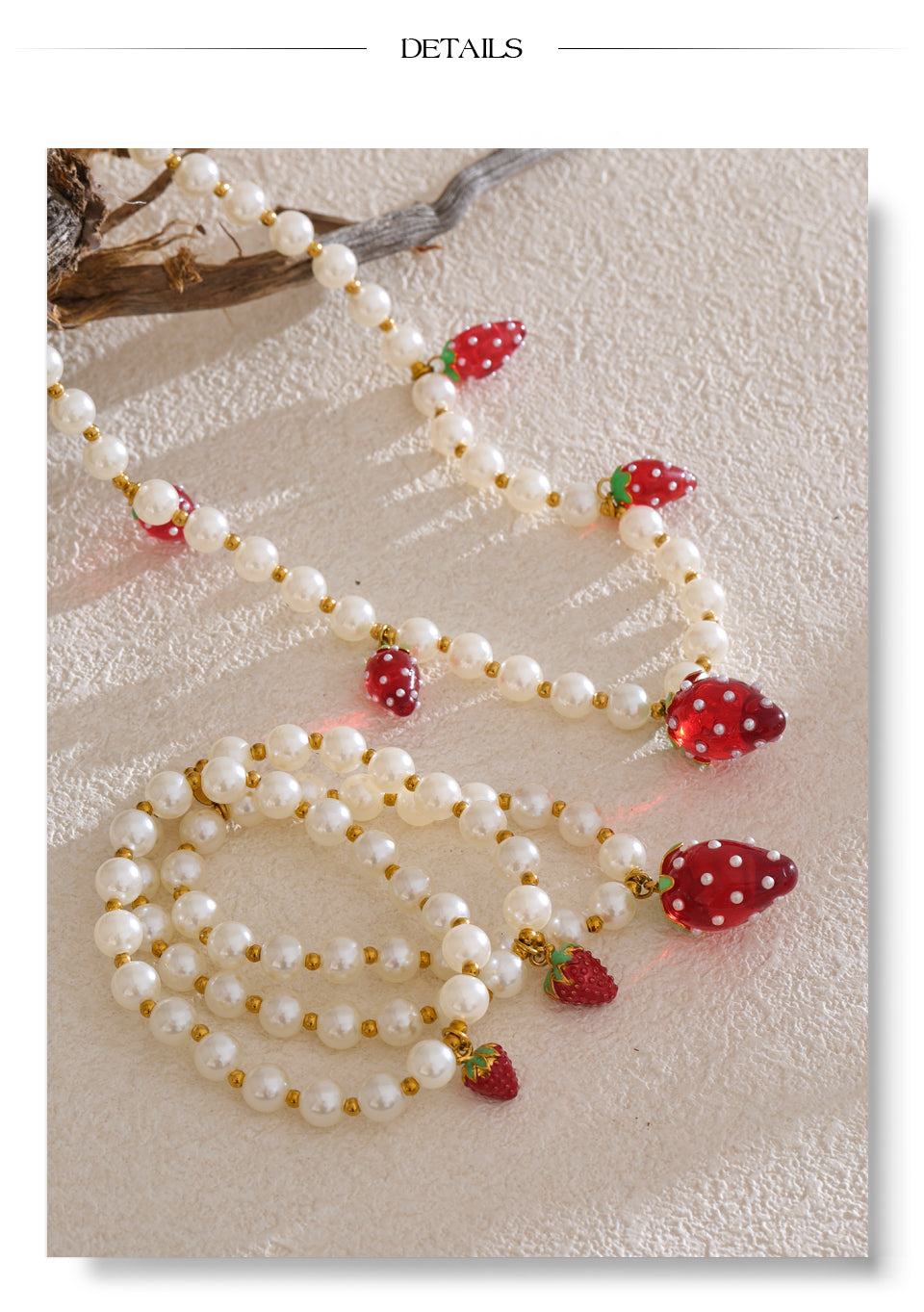 Perlas con fresas joyeria de verano