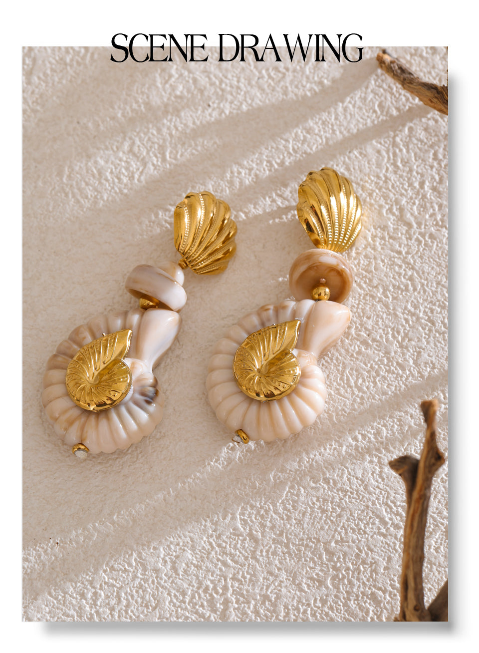 Pendientes concha marina