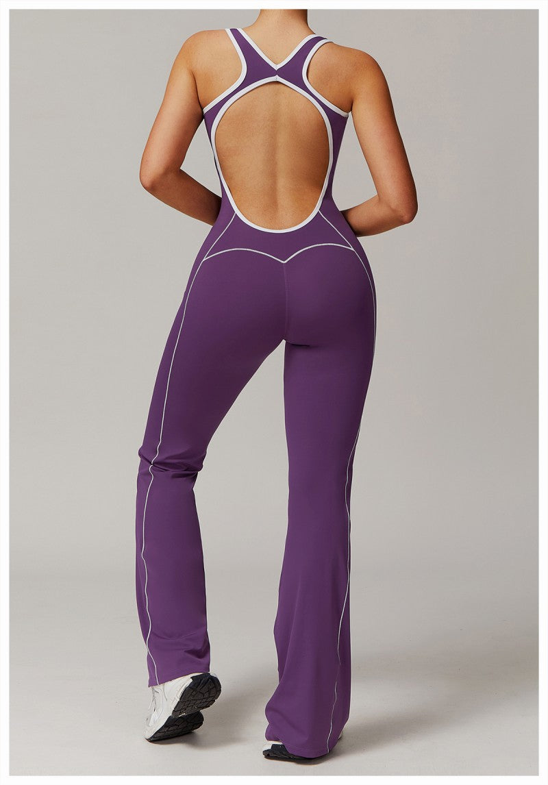 Jumpsuit realce escote U campana
