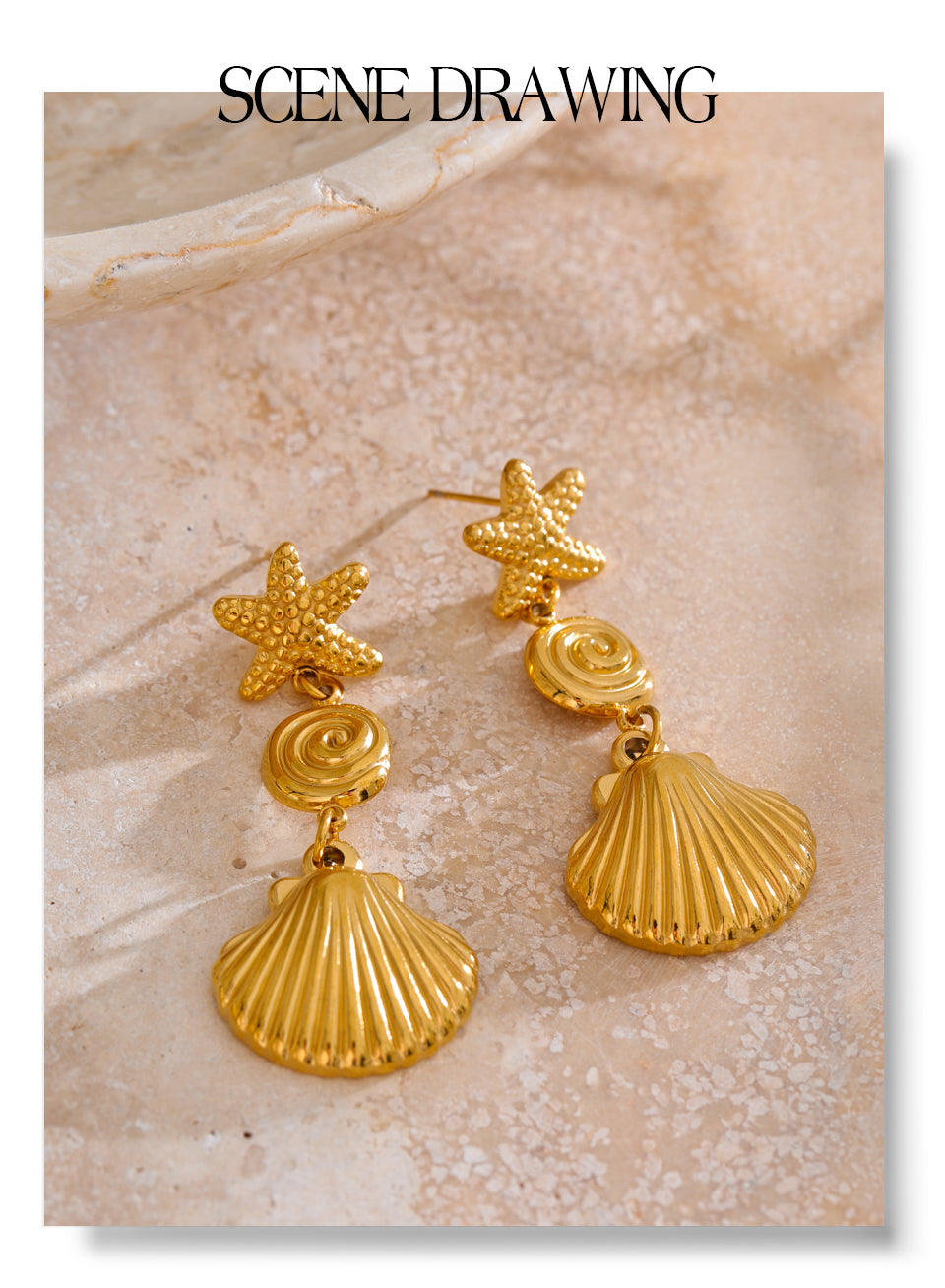 Pendientes largos concha