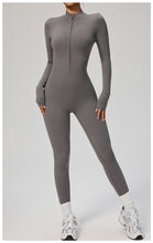 Cargar imagen en el visor de la galería, mono de manga larga ajustado con cremallera frontal
