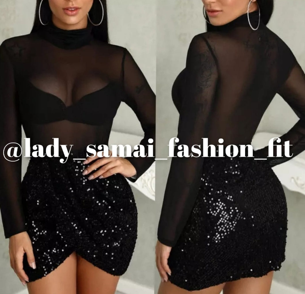 Vestido negro de lentejuelas