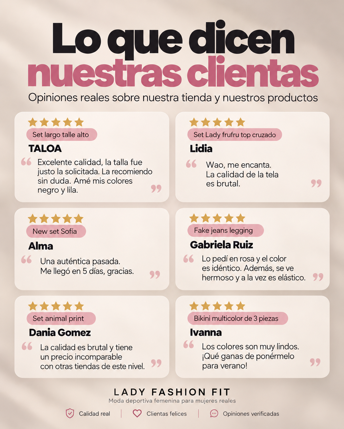 Lo que dicen nuestras clientas: opiniones sobre Lady Fashion Fit